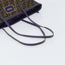 FENDI Zucca Canvas Tote Bag Black Brown Purple Auth 157871-7