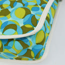 CELINE Circle Shoulder Bag Canvas Leather Blue Light green Auth 157872-15