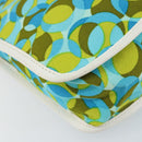CELINE Circle Shoulder Bag Canvas Leather Blue Light green Auth 157872-16
