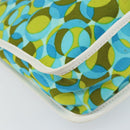 CELINE Circle Shoulder Bag Canvas Leather Blue Light green Auth 157872-18