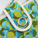 CELINE Circle Shoulder Bag Canvas Leather Blue Light green Auth 157872-19