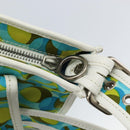 CELINE Circle Shoulder Bag Canvas Leather Blue Light green Auth 157872-9