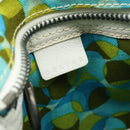 CELINE Circle Shoulder Bag Canvas Leather Blue Light green Auth 157872-20