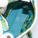 CELINE Circle Shoulder Bag Canvas Leather Blue Light green Auth 157872-10