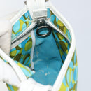 CELINE Circle Shoulder Bag Canvas Leather Blue Light green Auth 157872-21