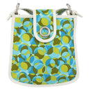 CELINE Circle Shoulder Bag Canvas Leather Blue Light green Auth 157872-13