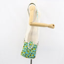 CELINE Circle Shoulder Bag Canvas Leather Blue Light green Auth 157872-24