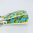 CELINE Circle Shoulder Bag Canvas Leather Blue Light green Auth 157872-4