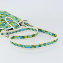 CELINE Circle Shoulder Bag Canvas Leather Blue Light green Auth 157872-7
