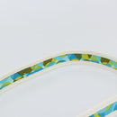 CELINE Circle Shoulder Bag Canvas Leather Blue Light green Auth 157872-14