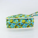 CELINE Circle Shoulder Bag Canvas Leather Blue Light green Auth 157872-5