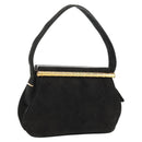 CHANEL Matelasse Hand Bag Suede Black Gold CC Auth 157875V-1