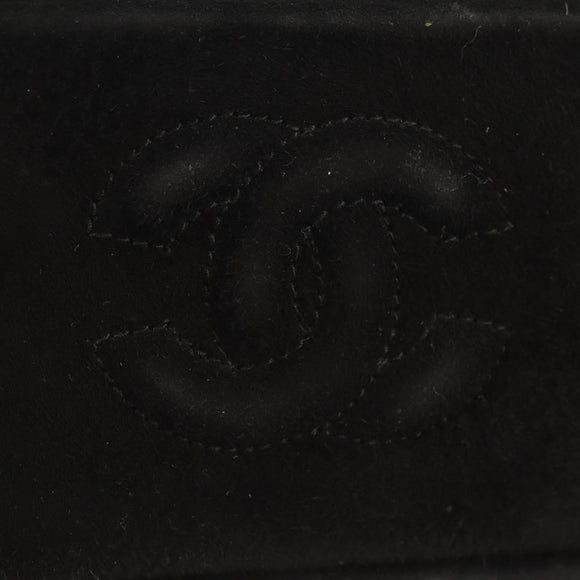 CHANEL Matelasse Hand Bag Suede Black Gold CC Auth 157875V