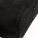 CHANEL Matelasse Hand Bag Suede Black Gold CC Auth 157875V-16