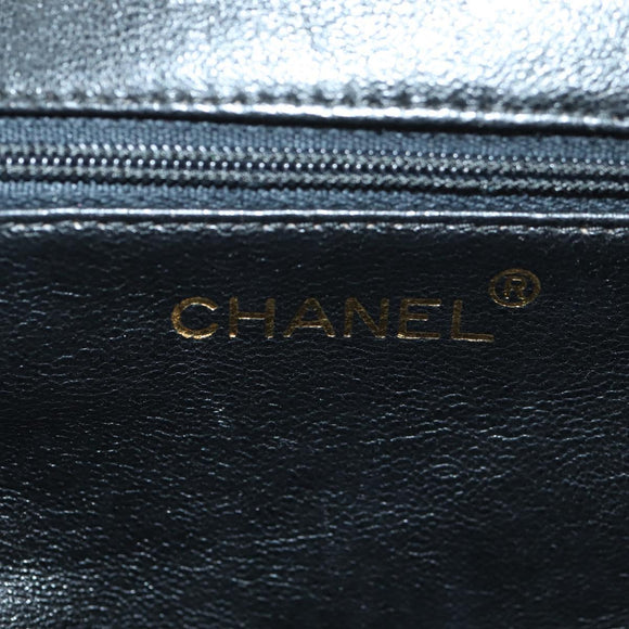 CHANEL Matelasse Hand Bag Suede Black Gold CC Auth 157875V