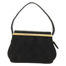 CHANEL Matelasse Hand Bag Suede Black Gold CC Auth 157875V-13