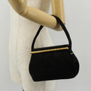 CHANEL Matelasse Hand Bag Suede Black Gold CC Auth 157875V-27