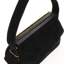 CHANEL Matelasse Hand Bag Suede Black Gold CC Auth 157875V-6
