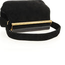 CHANEL Matelasse Hand Bag Suede Black Gold CC Auth 157875V-7