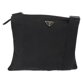 PRADA Shoulder Bag Nylon Black Silver Auth 157878
