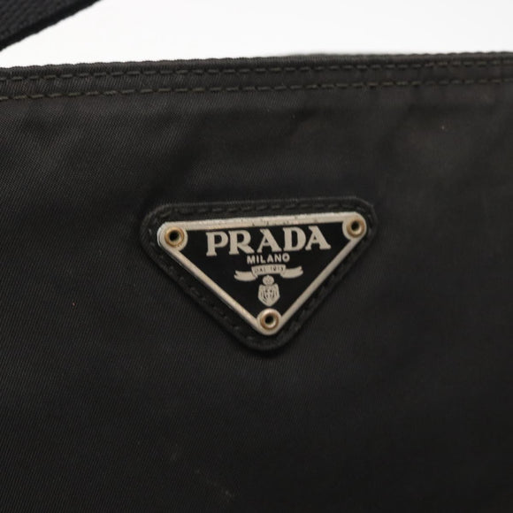 PRADA Shoulder Bag Nylon Black Silver Auth 157878