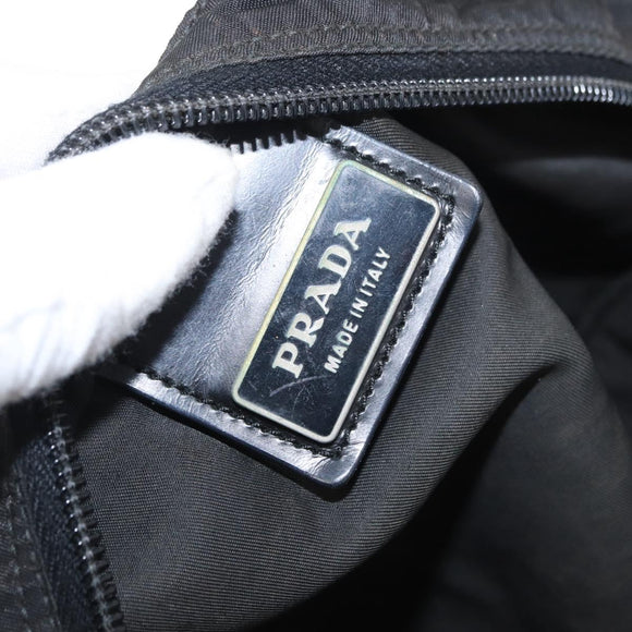 PRADA Shoulder Bag Nylon Black Silver Auth 157878