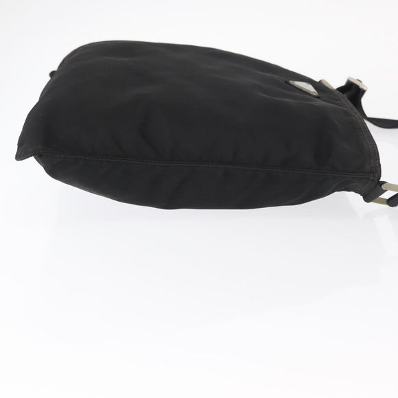 PRADA Shoulder Bag Nylon Black Silver Auth 157878