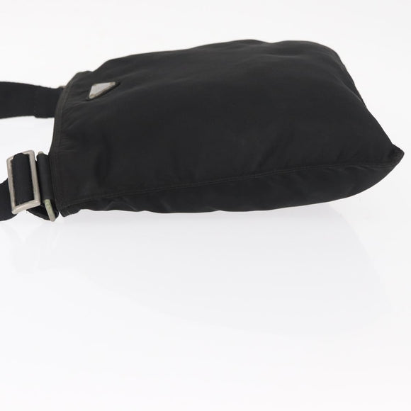 PRADA Shoulder Bag Nylon Black Silver Auth 157878