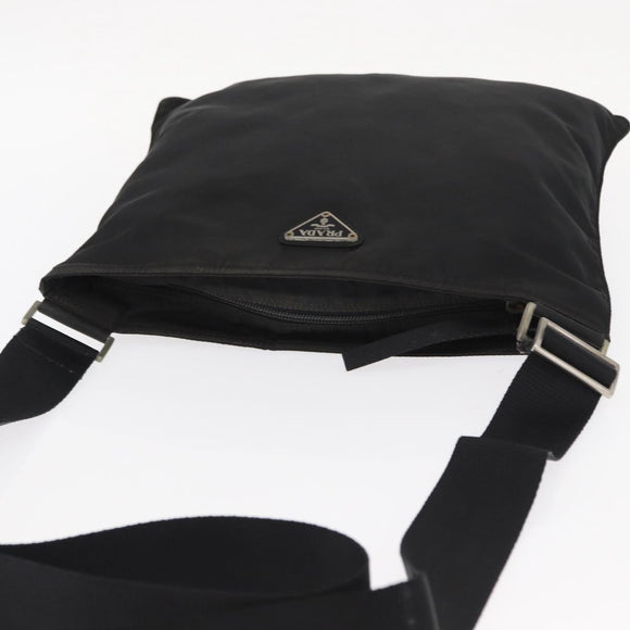 PRADA Shoulder Bag Nylon Black Silver Auth 157878