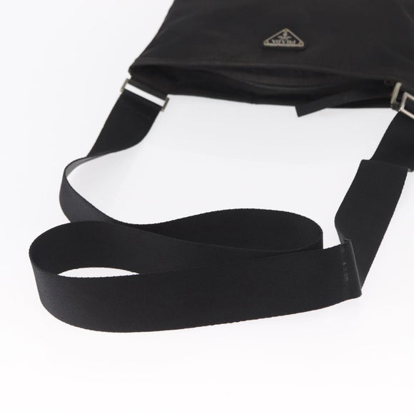 PRADA Shoulder Bag Nylon Black Silver Auth 157878