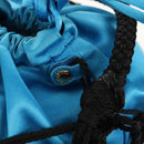 PRADA Hand Bag Satin Blue Gold Auth 157879V-18