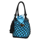 PRADA Hand Bag Satin Blue Gold Auth 157879V-2