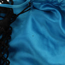 PRADA Hand Bag Satin Blue Gold Auth 157879V-23