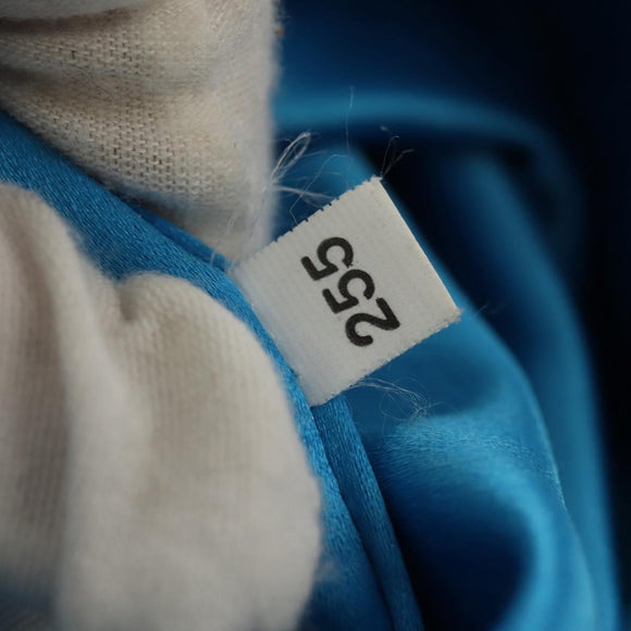 PRADA Hand Bag Satin Blue Gold Auth 157879V