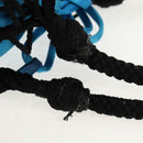 PRADA Hand Bag Satin Blue Gold Auth 157879V-8