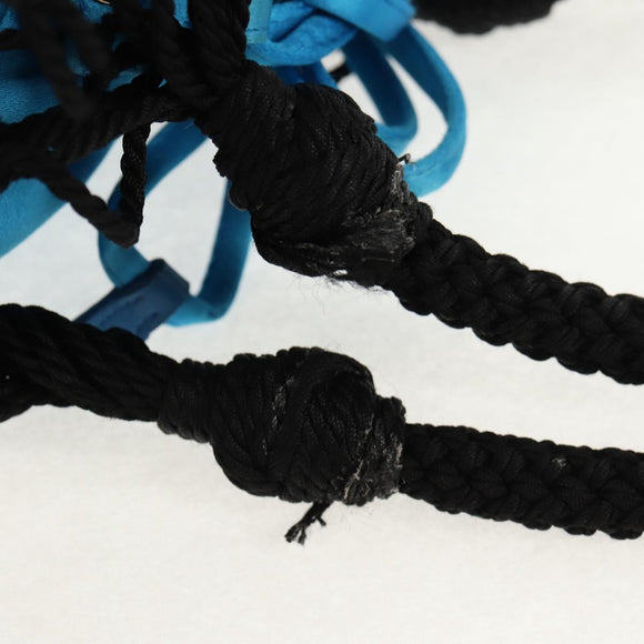 PRADA Hand Bag Satin Blue Gold Auth 157879V