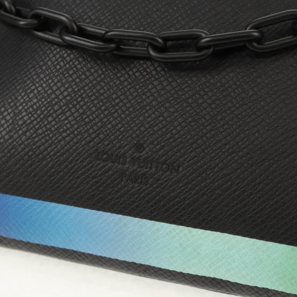 LOUIS VUITTON taiga rainbow Chain Pochette A4 tas Zwart M30347 LV Auth 157880M
