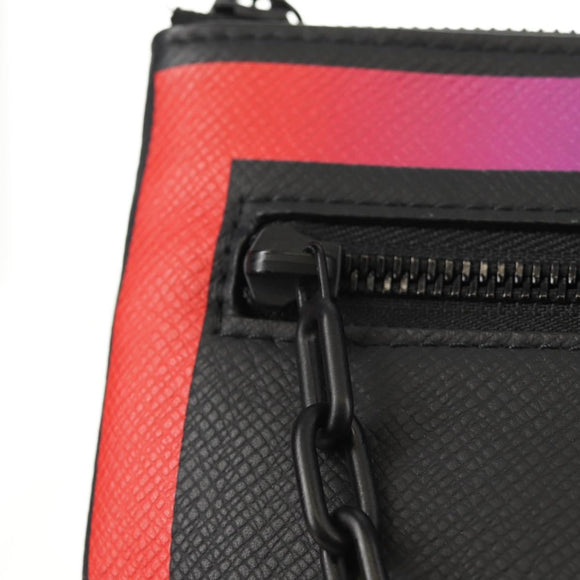 LOUIS VUITTON taiga rainbow Chain Pochette A4 tas Zwart M30347 LV Auth 157880M