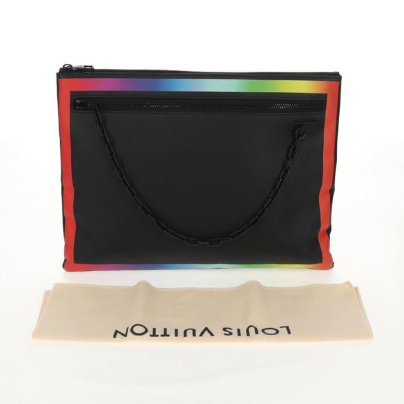 LOUIS VUITTON taiga rainbow Chain Pochette A4 tas Zwart M30347 LV Auth 157880M