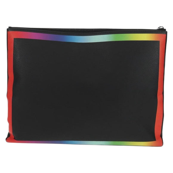 LOUIS VUITTON taiga rainbow Chain Pochette A4 tas Zwart M30347 LV Auth 157880M
