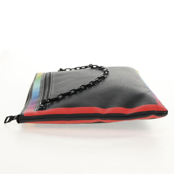 LOUIS VUITTON taiga rainbow Chain Pochette A4 tas Zwart M30347 LV Auth 157880M
