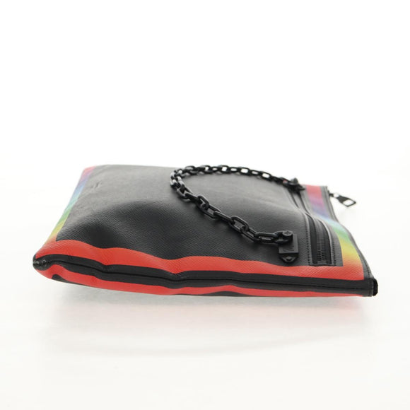 LOUIS VUITTON taiga rainbow Chain Pochette A4 tas Zwart M30347 LV Auth 157880M