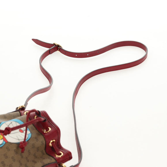 GUCCI Micro GG Supreme Doraemon Mini Bucket Bag PVC Beige 647801 Auth 157883A