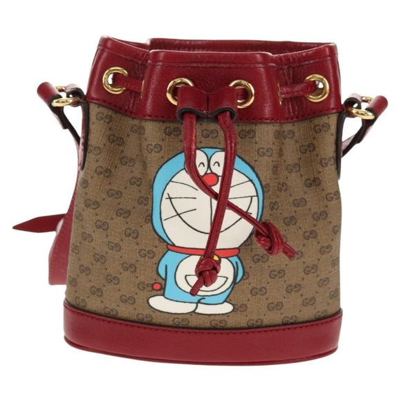 GUCCI Micro GG Supreme Doraemon Mini Bucket Bag PVC Beige 647801 Auth 157883A