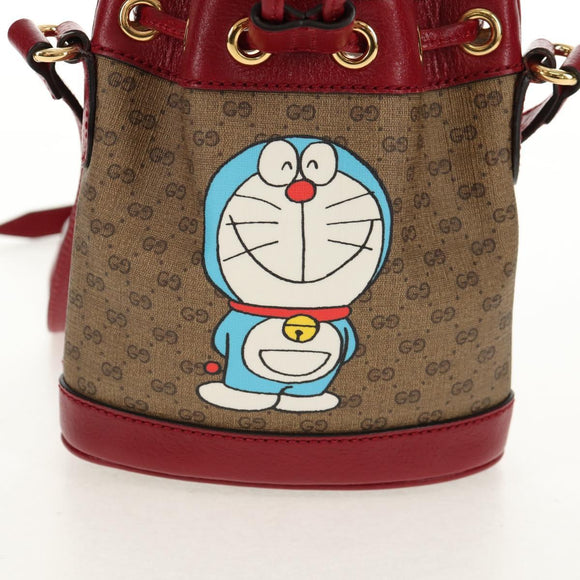 GUCCI Micro GG Supreme Doraemon Mini Bucket Bag PVC Beige 647801 Auth 157883A
