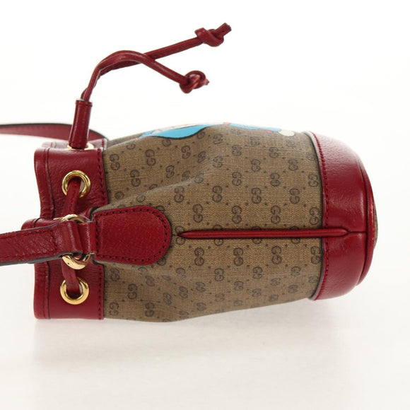 GUCCI Micro GG Supreme Doraemon Mini Bucket Bag PVC Beige 647801 Auth 157883A