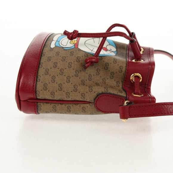 GUCCI Micro GG Supreme Doraemon Mini Bucket Bag PVC Beige 647801 Auth 157883A