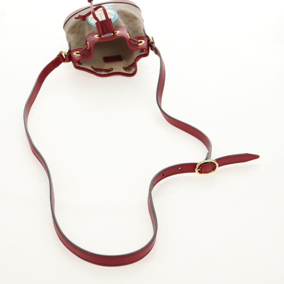 GUCCI Micro GG Supreme Doraemon Mini Bucket Bag PVC Beige 647801 Auth 157883A