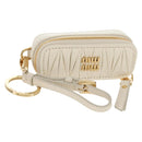 Miu Miu Matelasse Lip Case Charm Leather White Gold Auth 157884M-1