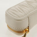 Miu Miu Matelasse Lip Case Charm Leather White Gold Auth 157884M-16